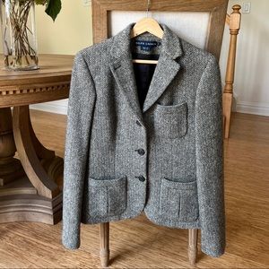 Ralph Lauren Blue Label 100% Italian Wool Houndstooth Riding Jacket